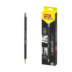 Черен молив с гума 2В Carbonix - 12 броя
