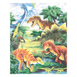 Рисуване по номера с цветни моливи 22х30 - Динозаври