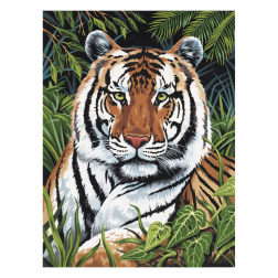 Рисуване по номера с акрилни бои върху платно - 23х30 - Тигър