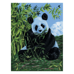Рисуване по номера с акрилни бои върху платно - 23х30 - Панда