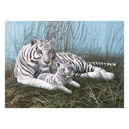 Рисуване по номера с акрилни бои Junior Large - 39х30 - Бели тигри