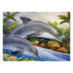 Рисуване по номера с акрилни бои Junior Large - 39х30 - Делфини
