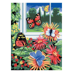 Рисуване по номера с акрилни бои Junior - 22х30 - Пеперуди
