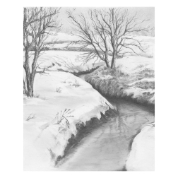 Рисуване графика 23х30 - Зимен пейзаж