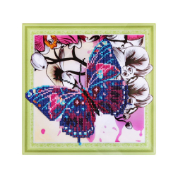 Диамантен гоблен - картина 30 x 30см. с частична диамантена мозайка – обли кристали - Пеперуда