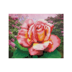 Диамантен гоблен - картина 17 х 21см. с частична диамантена мозайка – обли кристали - Деликатна роза