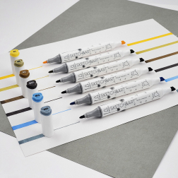 Перманентни двувърхи маркери Sketch&Art -  6 цв. Архитектура