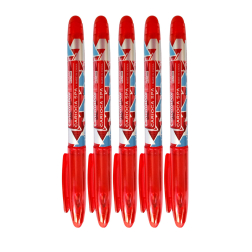 Химикалка с гума червена - комплект 5 броя