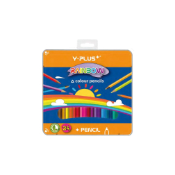 Цветни моливи 24 цв. – триъгълни, в метална кутия – RAINBOW
