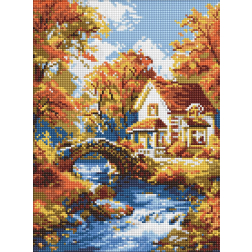 Диамантен гоблен - канава на подрамка 30 х 40 см - Къща в гората