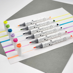 Перманентни двувърхи маркери Sketch&Art -  6 цв. Неон