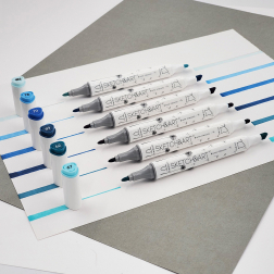 Перманентни двувърхи маркери Sketch&Art -  6 цв. Морски пейзаж