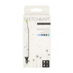 Перманентни двувърхи маркери Sketch&Art -  6 цв. Морски пейзаж