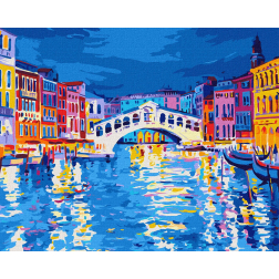 Рисуване по номера с акрилни бои върху платно на подрамка - 40 х 50 - Венеция