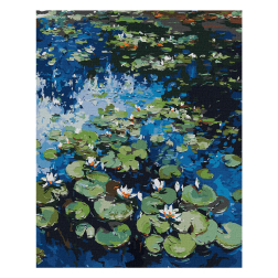 Рисуване по номера с акрилни бои върху платно на подрамка - 40 х 50 - "Водни лилии" Клод Моне