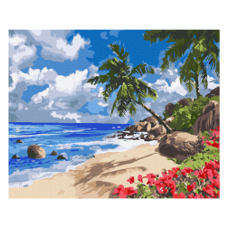 Рисуване по номера с акрилни бои върху платно на подрамка - 40 х 50 - Тропически остров