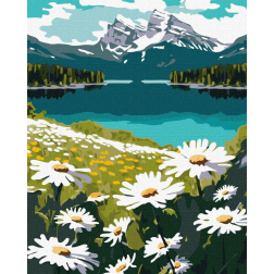 Рисуване по номера с акрилни бои върху платно на подрамка - 40 х 50 - Планинско езеро
