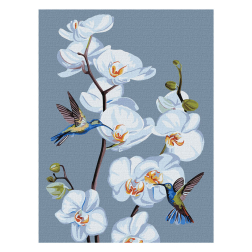 Рисуване по номера с акрилни бои върху платно на подрамка - 30 х 40 - Орхидеи