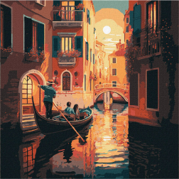 Рисуване по номера с акрилни бои върху платно на подрамка - 40 х 40 - Венеция