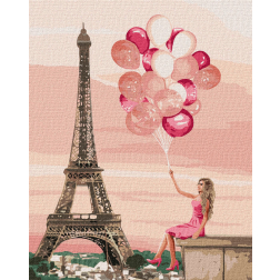 Рисуване по номера с акрилни бои върху платно на подрамка - 40 х 50 - Парижко мечтание