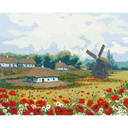 Рисуване по номера с акрилни бои върху платно на подрамка 40х50 см. - Ферма през лятото