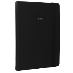 Тефтер А5/96л. 160гр. твърда корица SOFT TOUCH, Bujo vegan, ред - Черен
