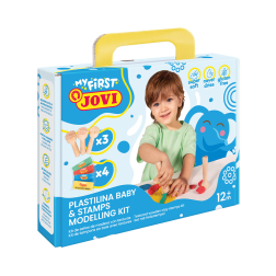 Комплект супер мек пластилин BABY 4 цвята + 3 бр. дървени релефни печати