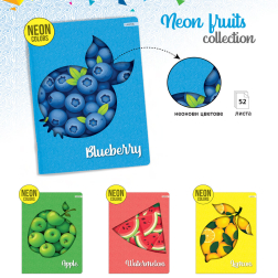 Tетрадка A4, офсет, 52л. - ред - Neon fruits