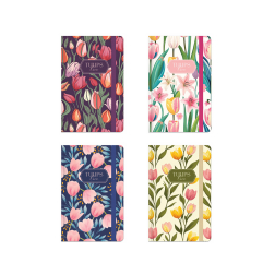 Tефтер А6, 96 л. тв. кор. с ластик - Tulips